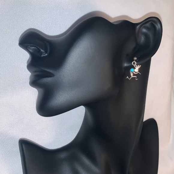 Kokopelli Turquoise Earrings - Picture 1 of 5